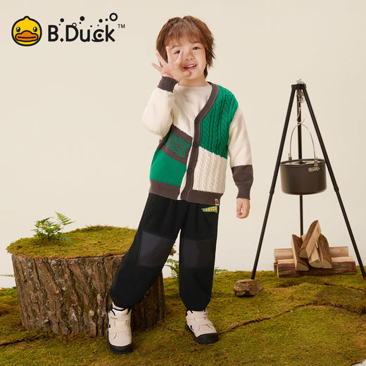 B.Duck小黄鸭童装儿童裤子男童休闲裤双面摇粒绒长裤春秋105-150 BF3557081 商品图2