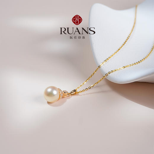 阮仕珍珠 心歌系列S925银日本珠AKOYA珍珠链牌 9-9.5mm 正圆 极微瑕 极强光 商品图1