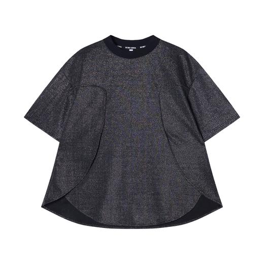 T2906夏季高级感新款韩版亮闪不规则圆领短袖T恤 商品图1