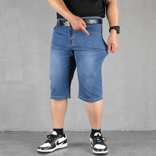【DYG】大依优型大码牛仔七分裤牛仔短裤弹力宽松显瘦肥佬休闲男士夏加肥加大 商品图1