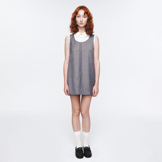 Herlian2025新款假两件拼接原色牛仔背带裙无袖A字娃娃连衣裙 商品图3