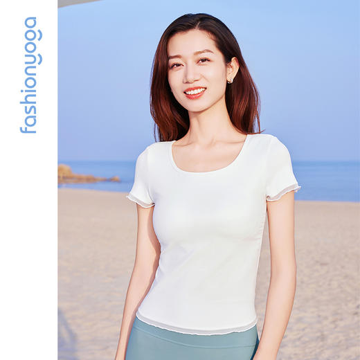 凡圣瑜伽木耳边圆领短袖FC15317 商品图4