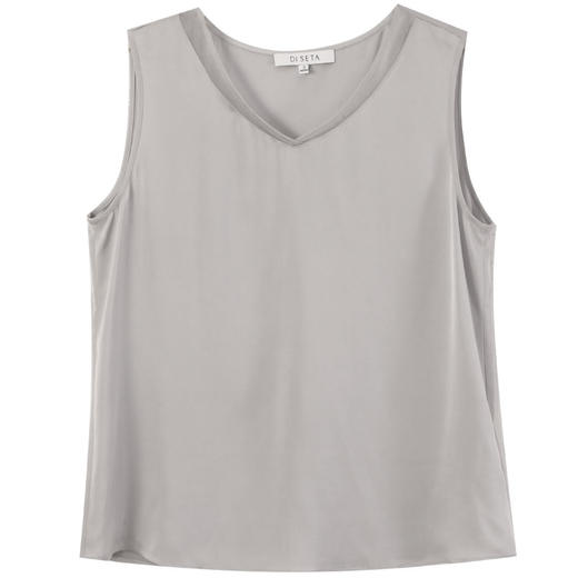 玳莎真丝拼欧根纱V领背心女2025夏季新款百搭桑蚕丝无袖内搭上衣  FB31004 商品图4