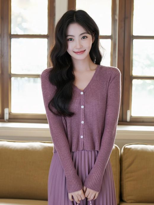 奢姿大码女装2025夏季气质v领长袖针织开衫胖妹妹时尚减龄外套9851353249A 商品图3