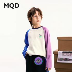【MQD】男大童秋季新品学院风插肩袖撞色长袖T恤