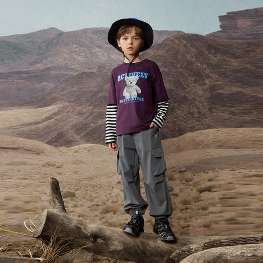 【MQD】小灯塔男大童春秋季品工装风宽松户外露营休闲长裤 商品图4