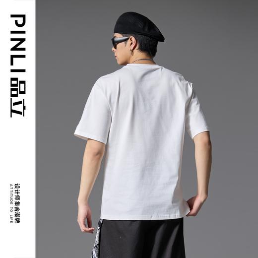 PINLI品立2025夏季新款男士熊猫烫钻圆领短袖T恤上衣BG252111007 商品图2