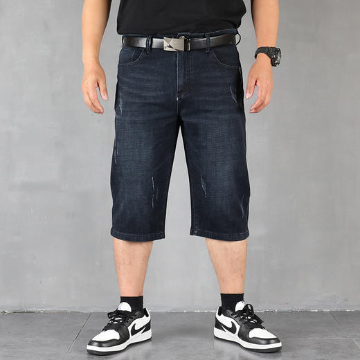 【DYG】大依优型大码牛仔七分裤牛仔短裤弹力宽松显瘦肥佬休闲男士夏加肥加大 商品图3