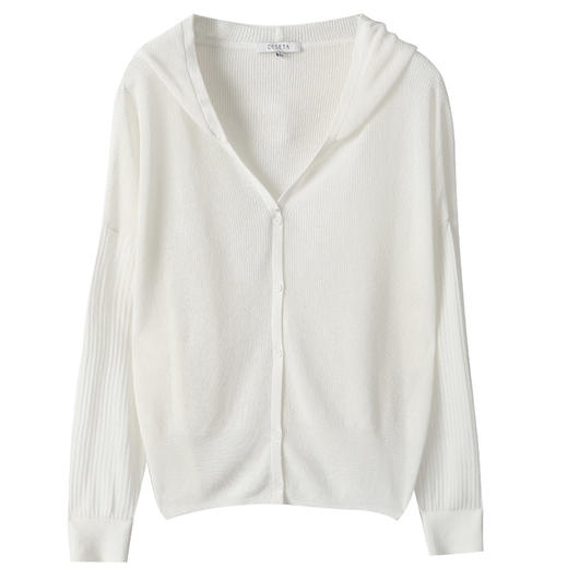 玳莎和纸纱连帽针织开衫女2025夏季新款轻薄透气简约空调衫披肩    FB33301 商品图4