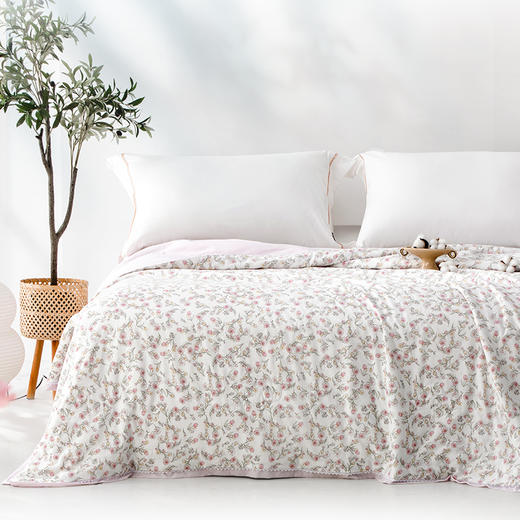 【会员专享】多喜爱 沁夏花序棉花夏薄被芯/空调被（慕斯粉）【花边&出芽】【100%新疆棉】【升级脱脂棉】【提花面料】【A类抑菌】多层铺垫超柔水洗 商品图2