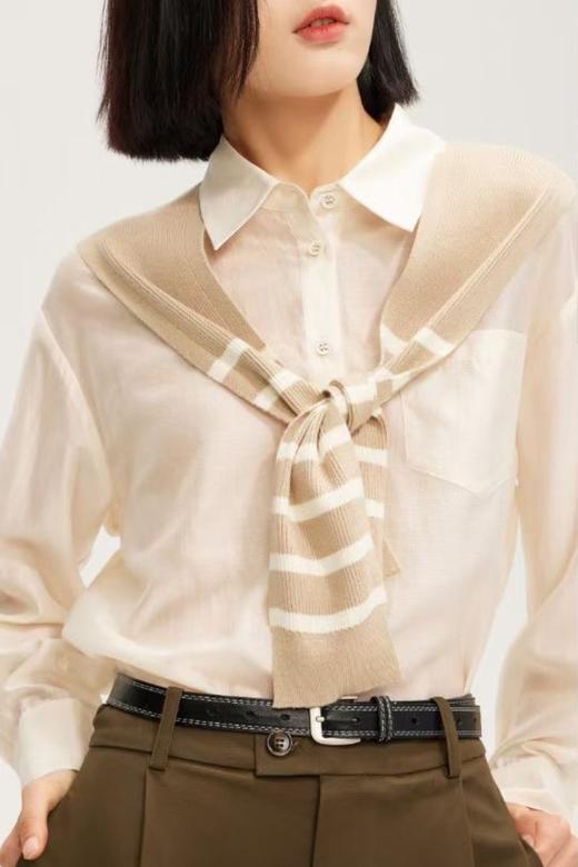 LNNNS 杏色针织披肩拼接衬衫上衣 20088 商品图1