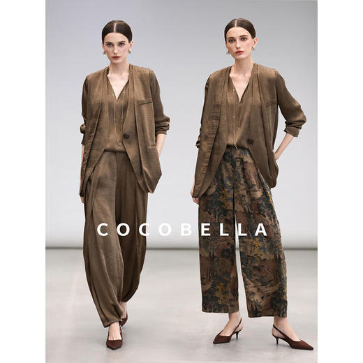 COCOBELLA奢感贡针假两件肌理缎面西装女春夏质感通勤外套SI0006 商品图1