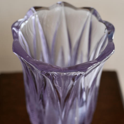 日本中古紫色玻璃水晶花瓶 商品图1