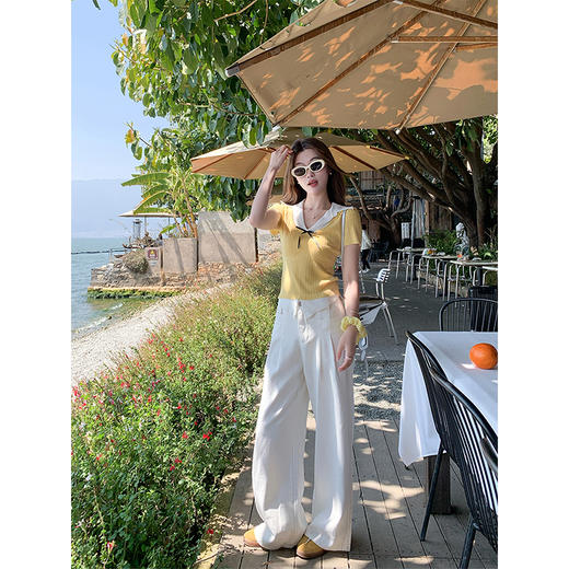 【110元任选2件】最后一波现货！2色翻领修身甜美气质针织短袖 商品图4