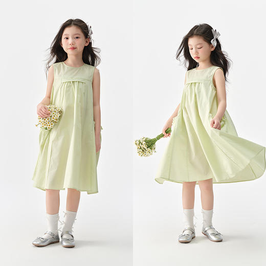 森马儿童连衣裙2025夏季新款大裙摆背心裙女童裙子纯色百搭中长裙 商品图2
