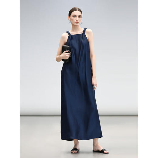 COCOBELLA丝光质感吊带裙夏静奢风拧花肩带挂脖连衣裙FR3029 商品图2