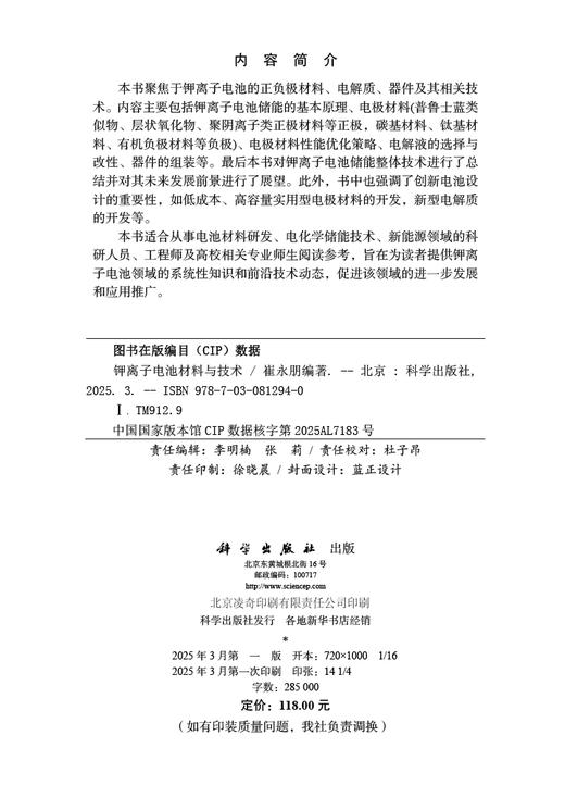 钾离子电池材料与技术 商品图2