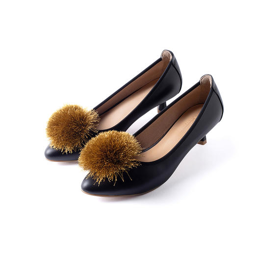 【林栖设计小店】球球复古高跟鞋子牛皮革百搭多色优雅气质2025春夏新品单鞋女4952161 商品图4