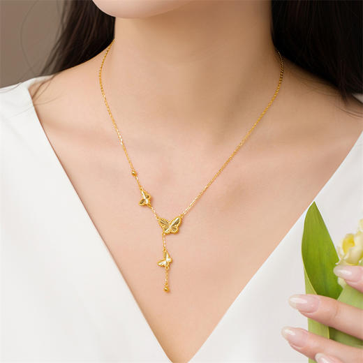 【热卖臻品】蝴蝶翩翩黄金项链 闪耀蝶舞足金套链女士礼物【按克计价黄金1】MEMORA诗普琳GN259101 商品图2