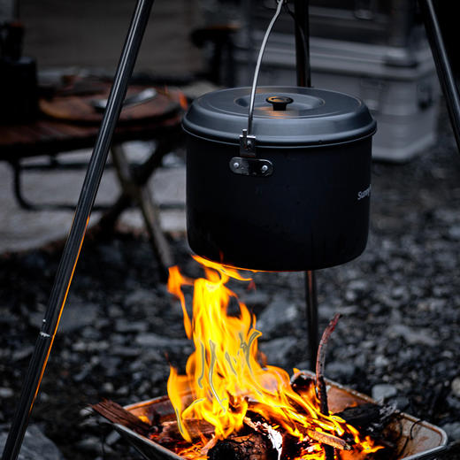 SunnyFeel户外露营锅具营地5件套装锅盆野餐吊锅水壶煎锅野营炊具 商品图2