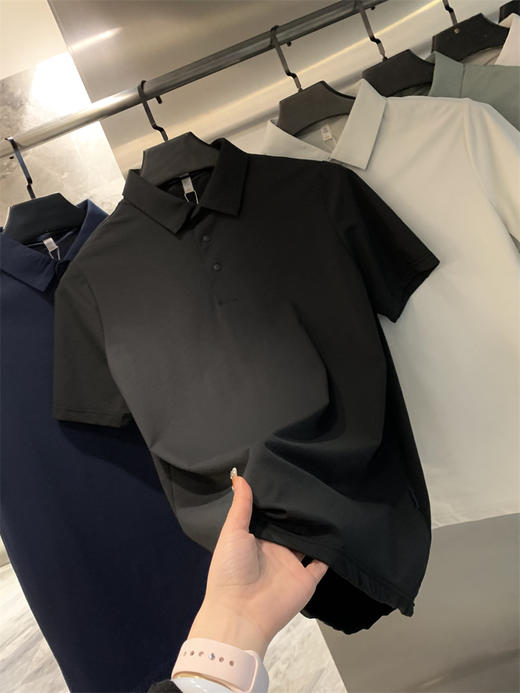冰丝索罗娜！无痕压胶！2025夏季冰爽弹力半拉链男式短袖POLO衫！ 商品图9