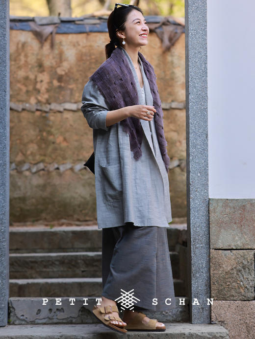 PETIT SCHAN小闪 ACC#037 the assassin 聂隐娘 手工染色山羊绒羊毛抽纱镂空围巾披肩 商品图2