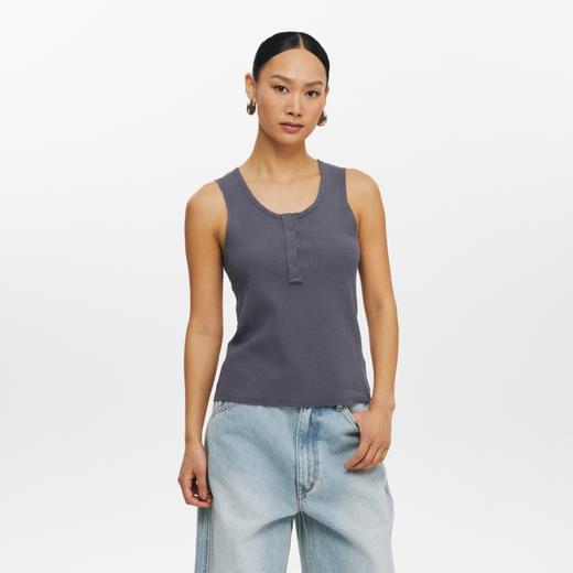 oneup华夫格散边背心 商品图0