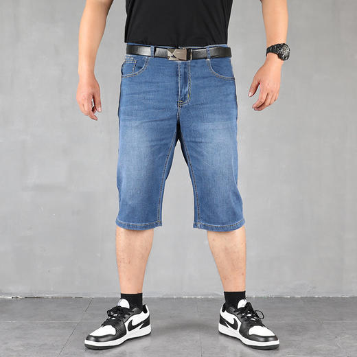 【DYG】大依优型大码牛仔七分裤牛仔短裤弹力宽松显瘦肥佬休闲男士夏加肥加大 商品图3