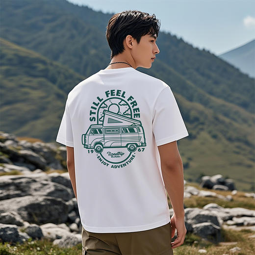 freebase夏日透气短袖T恤户外公路露营风休闲半袖情侣上衣纯色款 NMT-2218 商品图1