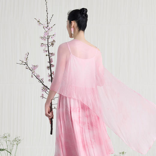 【林栖设计小店】【现货】桑蚕丝披肩粉色栀子黄云染百搭气质2025春夏新品空调衫围巾女X2931178B 商品图2