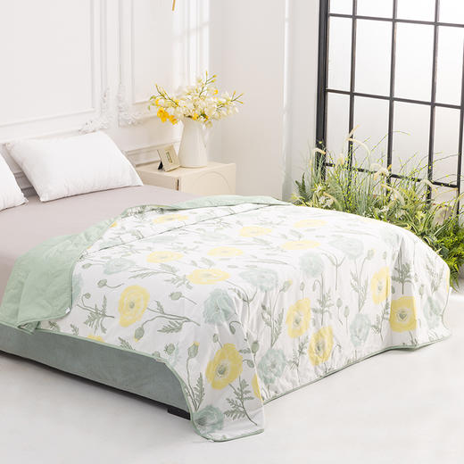 多喜爱 悦怡夏薄被/空调被（虞梦）【全棉面料】【七孔纤维】可机洗水洗精梳全棉 清新花卉 斜纹织造 整张填充 榈棉/包边 商品图2