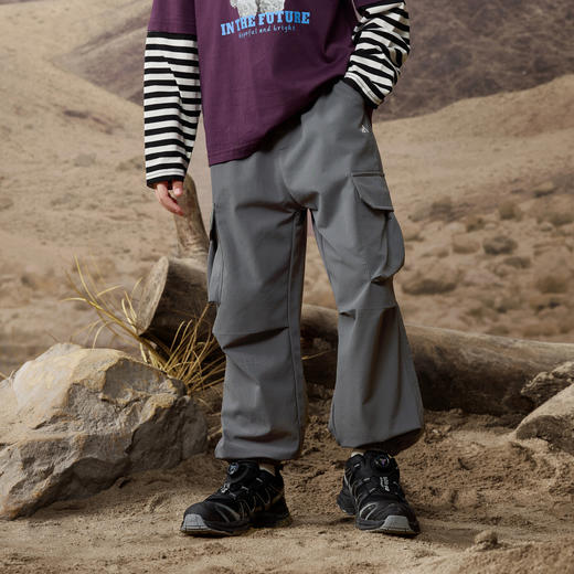 【MQD】小灯塔男大童春秋季品工装风宽松户外露营休闲长裤 商品图2