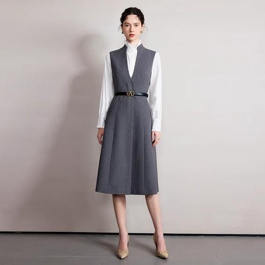 IWY/背心连衣裙套装老钱风女半高领白色千金风衬衫教师面试穿搭B521+Q1233 商品图1
