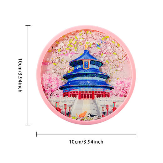 [流沙冰箱贴&杯垫两用]故宫影壁宫猫四季AR硅胶亚克力杯垫冰箱贴 商品图9