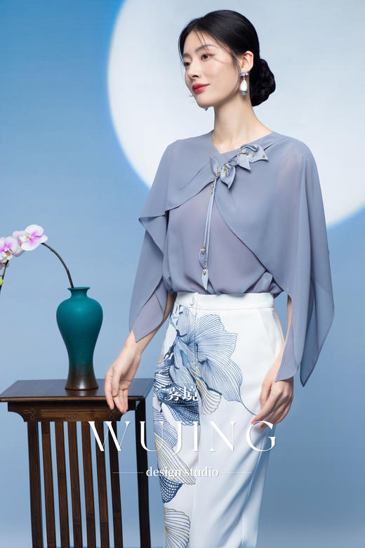 3205003 烟岚云岫 韩国进口水晶乔其纱上衣 雾境 商品图2