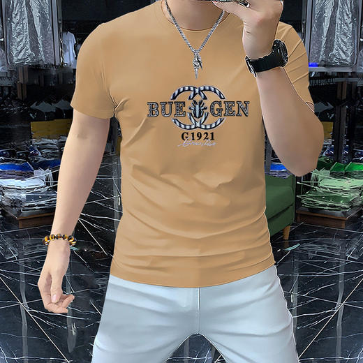 时尚男士圆领短袖t恤个性潮半袖上衣丝光棉夏季长袖新款    JYYP-M918# 商品图3