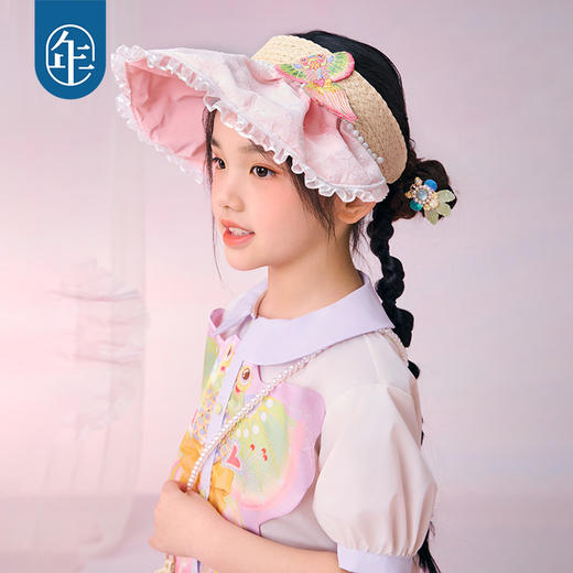 年衣女童2025夏新款原创设计防晒帽可爱甜美遮阳帽金玉年年遮阳帽 商品图0