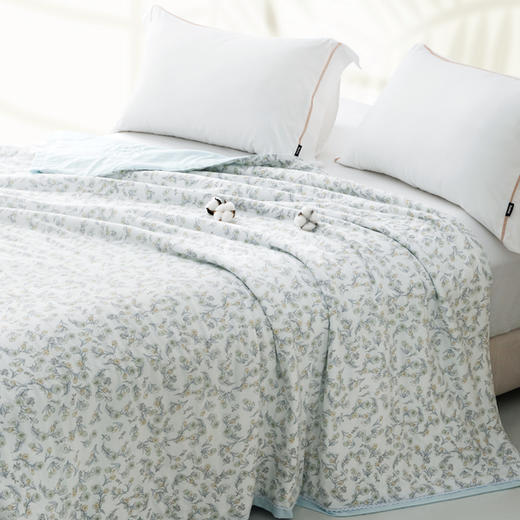 多喜爱 沁夏花序棉花夏薄被芯/空调被（品月蓝/慕斯粉）【花边&出芽】【100新疆棉】【升级脱脂棉】【提花面料】【A类抑菌】多层铺垫超柔水洗/FX 商品图1