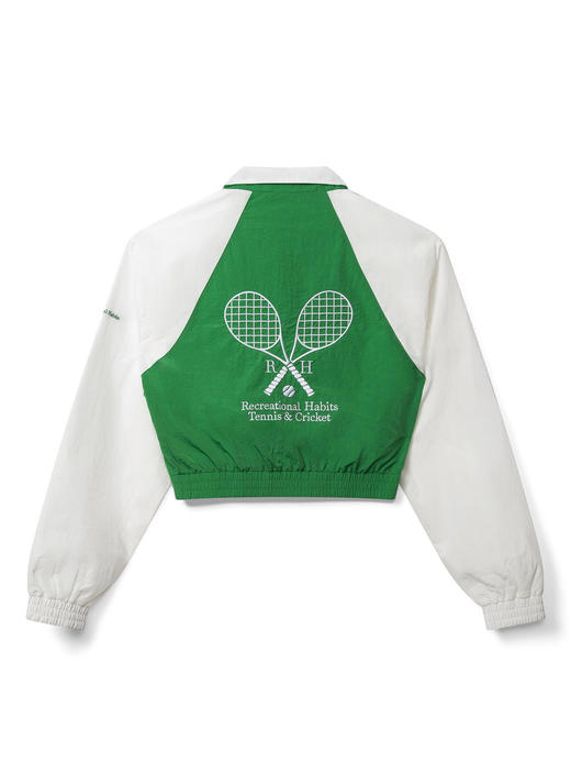 Recreational Habits - The Billie Nylon Quarter Zip - White saga - 女装 - 半拉链卫衣 - 白色/绿色 商品图1