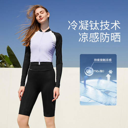 2025【品质团购】素湃Supield全波段防晒连体戏水服防紫外线UPF600+拼接泳衣女夏季 F585 商品图2