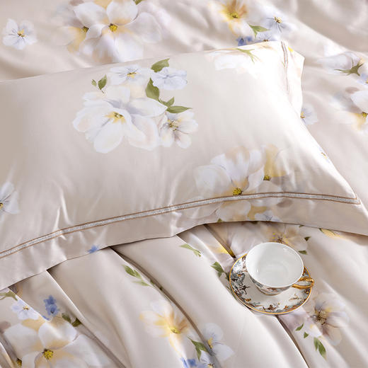 【会员专享】多喜爱 法式轻奢四件套-月晓阑音【60S贡缎】【时尚拼边】【金色织带】【礼盒包装】【芬纳诺抗菌专利】专利床单 长绒棉·如丝顺滑 商品图4