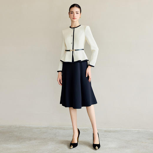 IWY/小香风连衣裙新款假两件拼色套装时尚洋气减龄显瘦遮肉伞裙Q1288 商品图2