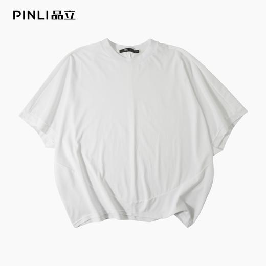 PINLI品立2025夏季新款拼接宽松廓形短袖T恤男士潮流纯色百搭上衣B252111030 商品图5