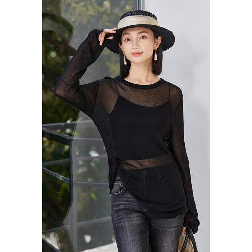 百搭舒适罩衫 米思阳2026春季新款休闲感宽松针织衫上衣女5936 商品图0