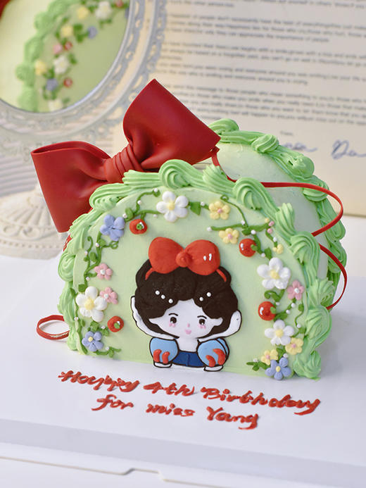 翻糖蝴蝶结白雪公主 - 戚风水果生日蛋糕 商品图3