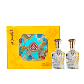 五粮液集团一尊天下盛世佳品52度浓香型白酒500ml*2瓶双支礼盒装，浮雕龙纹瓶身，高端贵气