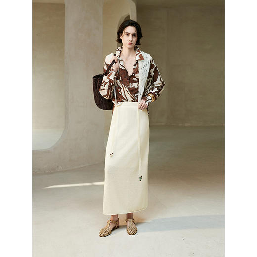 棉仓363617011-初棉棉麻编织A字及踝半身裙 商品图4