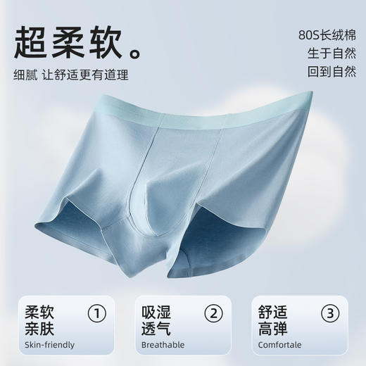 【69元4条】【80支长绒棉男士内裤】夏季7A抑菌莫代尔内档纯棉内裤 商品图3
