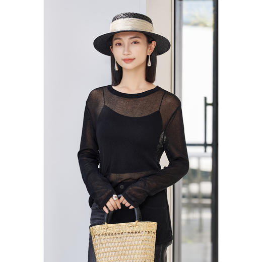 百搭舒适罩衫 米思阳2026春季新款休闲感宽松针织衫上衣女5936 商品图8