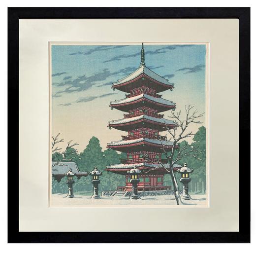 独角鹿系统古董 1950年代日本昭和时期著名新版画大师川濑巴水签名创作风景主题木版画作品四件套《春夏秋冬》 商品图1